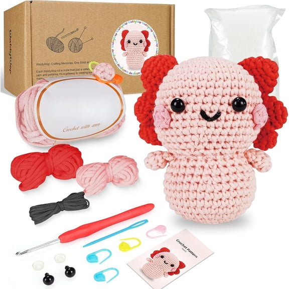 Crochet Kit for Beginners , Wobbles Crochet Kit, Complete Starter Knitting Set w/Step-by-Step Video Tutorials, Easy Yarn (Extra 40%), Hook - DIY Craft Kits, Gifts for Women