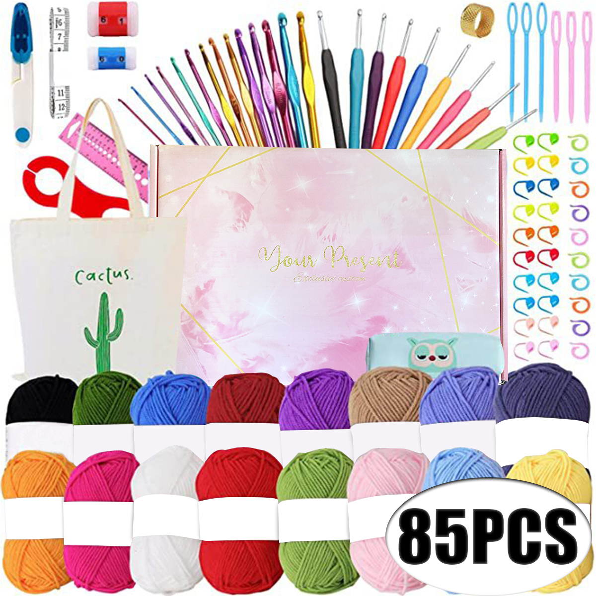 67 PCS Crochet Hook Set with Case, Allnice Crochet Kit with Yarn