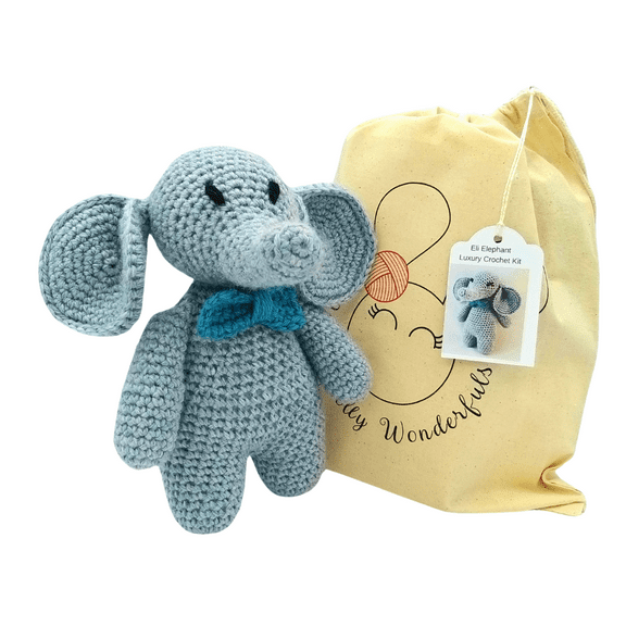 Crochet Kit Eli the Elephant Luxury Complete Beginner Crochet Kit
