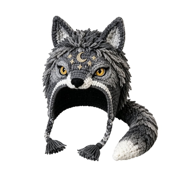 Crochet Kit Hood Hat for Beginners, Animal Character Making Set with Video Tutorials, Handmade Craft Gift for Adults