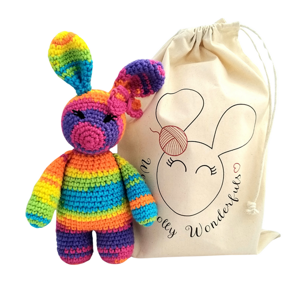 Crochet Kit - Lollipop the Rainbow Bunny Complete Beginner Kit - Learn to Crochet