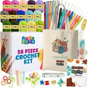MOMOTOYS 58-Piece Crochet Kit for Beginners and Kids with Instruction Book and Goodie Bag