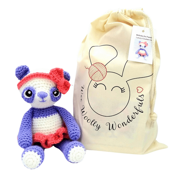 Crochet Kit Panda Luxury Crochet Craft DIY Kit (Melinda the Lavender and White Panda)