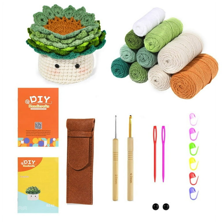Cheap Beginner Crochet Kit with Crochet Hooks Yarn Set DIY Crochet