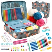 103 PCS Crochet Kit with Crochet Hooks Yarn Set, Bundle Includes Acrylic Yarn Skeins Balls, Needles, Accessories, Bag, Ideal Starter Pack for Kids Adults Beginner Professionals