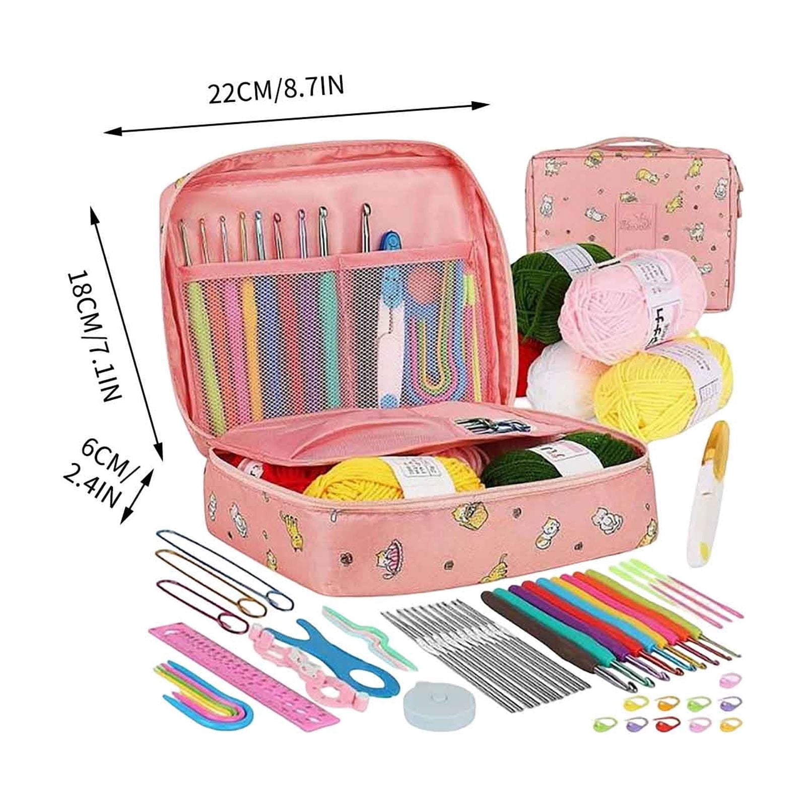 Crochet Kit for Beginners Adults with Yarn, 59-Piece Starter Set with Ergonomic Hooks 2.0-6.0 mm and Lace Needles 0.6-1.9 mm
