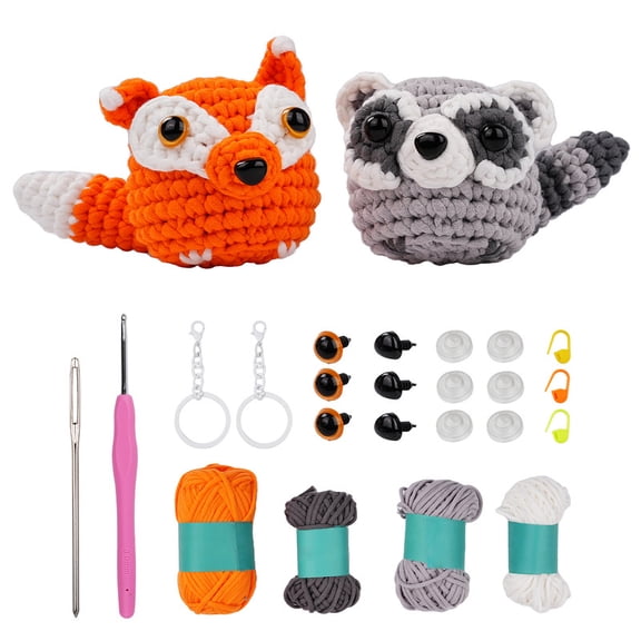 Crochet Kit for Beginners, Animal Amigurumi Crochet Kits Included, Beginner Crochet Kit for Adults and Kids, Crocheting Starter Set (Foxy)
