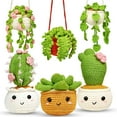 thumbnail image 1 of Crochet Kit for Beginners, Boriyuan Cactus Crochet Starter Set, DIY Hanging Potted Plants Knitting Supplies for Adults, 1 of 8