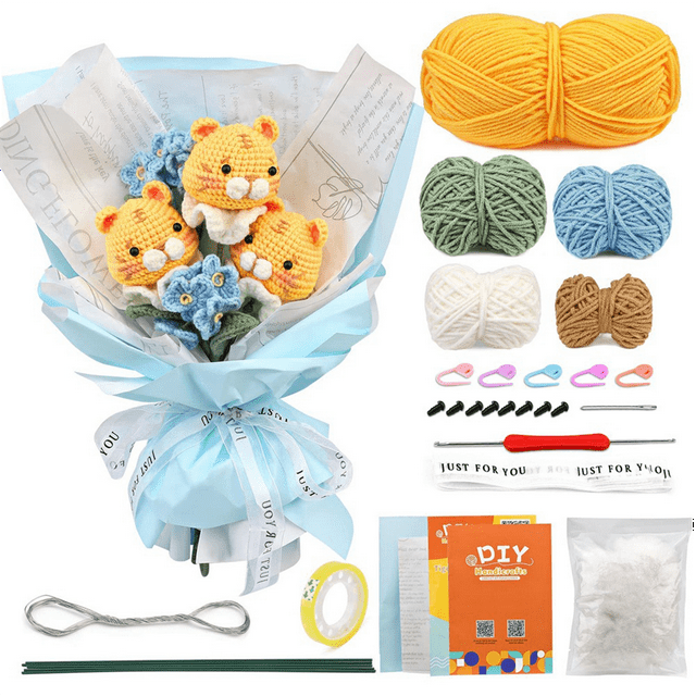 Crochet Kit for Beginners,Crochet Tigers Bouquet Kit,Crochet Beginner
