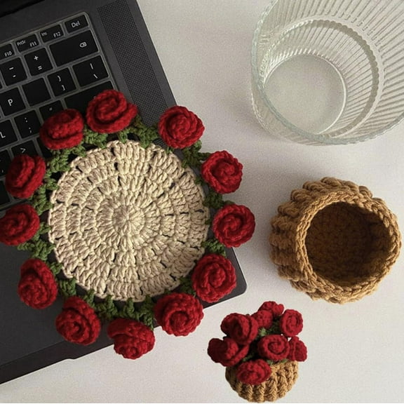 Crochet Kit for Beginners - DIY Flower Coaster Craft Kit with Video Tutorials | Home Decor & Gift Idea
