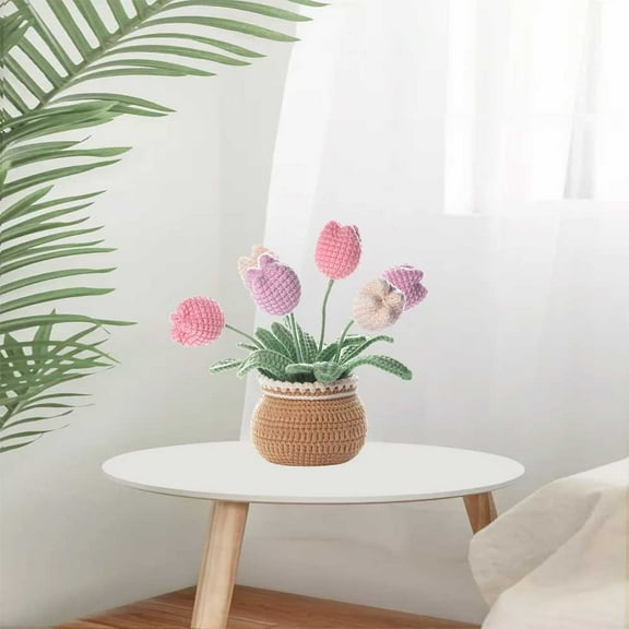 Crochet Kit for Beginners, Tulip Crochet Knitting Set, 6Flowers Crochet Starter Kit Set with Instructions, Crochet Hooks, Yarn