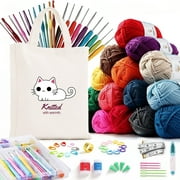 HUANCTOMA Crochet Kit for Beginners Adults and Kids,Knitting Supplies With 1800yd Acrylic Yarn 21 Ergonomic Hooks Canvas Storage Bag Lots more