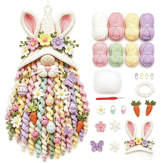 Crochet Kit for Beginners with Yarn and Hooks for Holiday Wall Hanging Ornaments 6 Styles