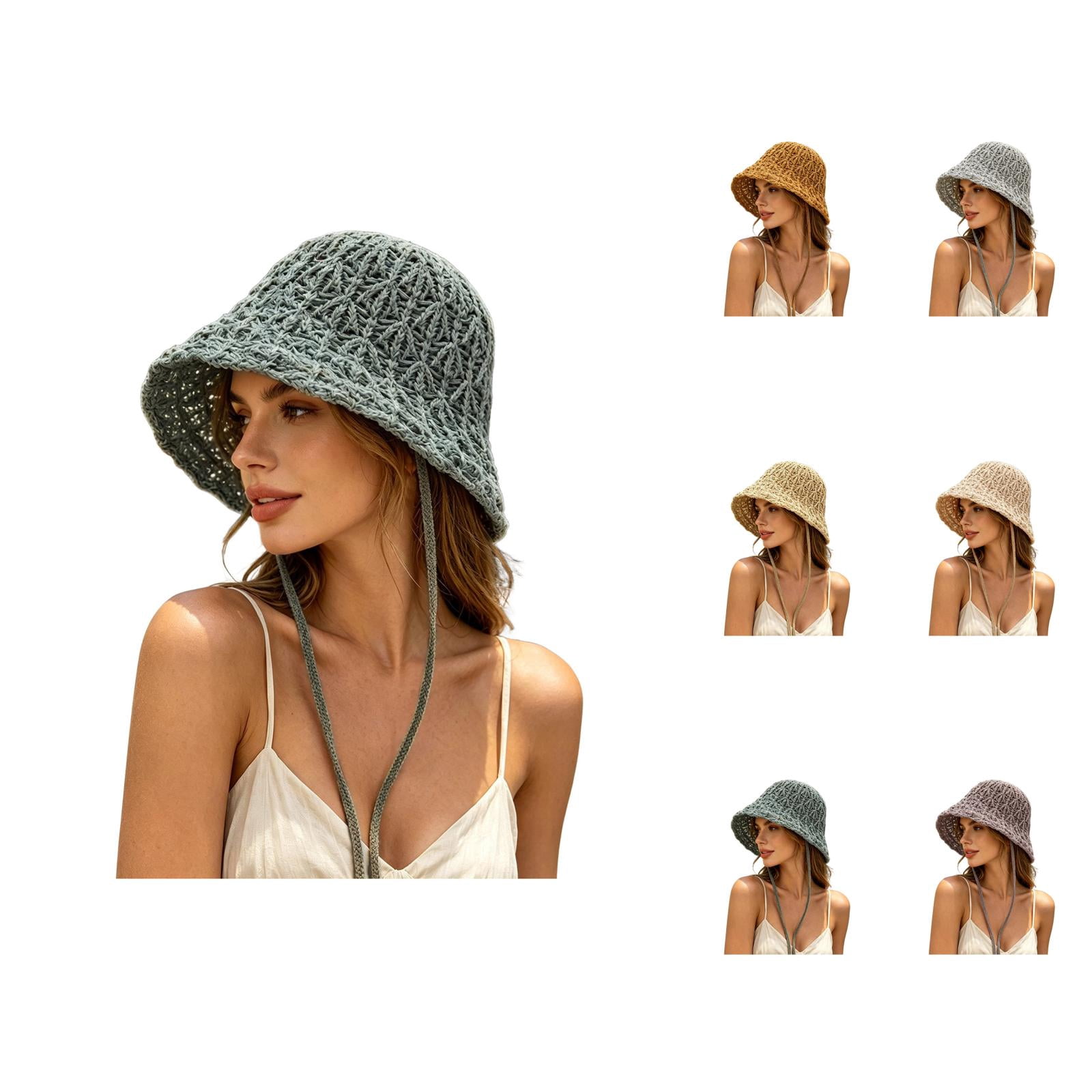 2087 Crochet Bucket Hat - Foldable Lightweight Packable Sun Hat for Outdoor Women main image 2