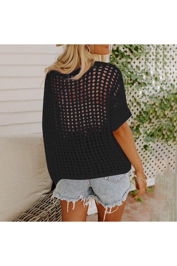 Crochet Knit Sweater for Women Summer Hollow Out Pullover