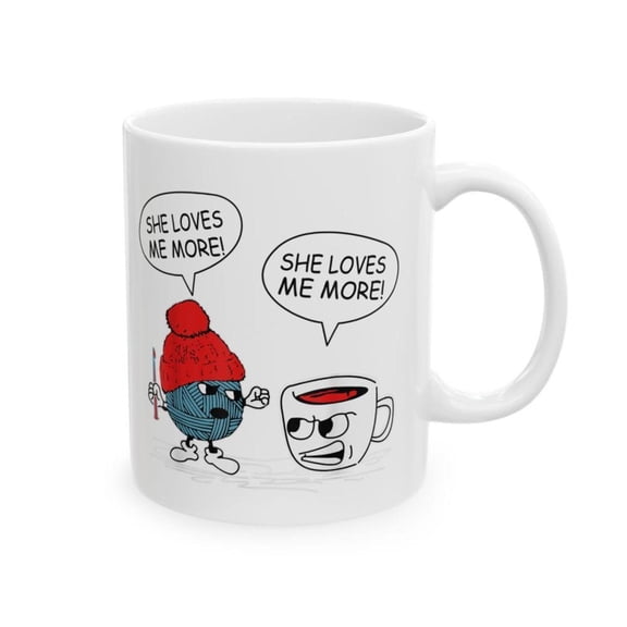 Crochet Knitting Mug Funny Coffee Lover Loves Me More Cute Coffee Cup