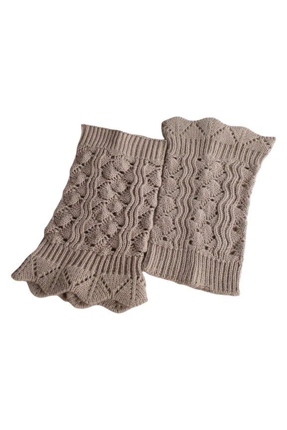 Crochet Lace Boot Cuffs for Women Knitted Short Leg Warmers,Beige,One Size,KLOY2K