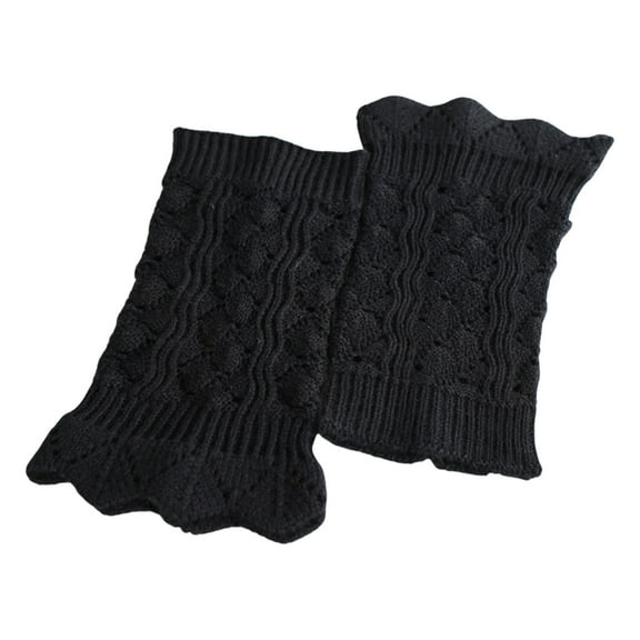 Crochet Lace Boot Cuffs for Women Knitted Short Leg Warmers,Black,One Size,KLOY2K