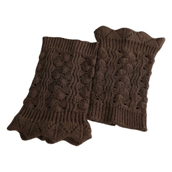 Crochet Lace Boot Cuffs for Women Knitted Short Leg Warmers,Coffee,One Size,KLOY2K