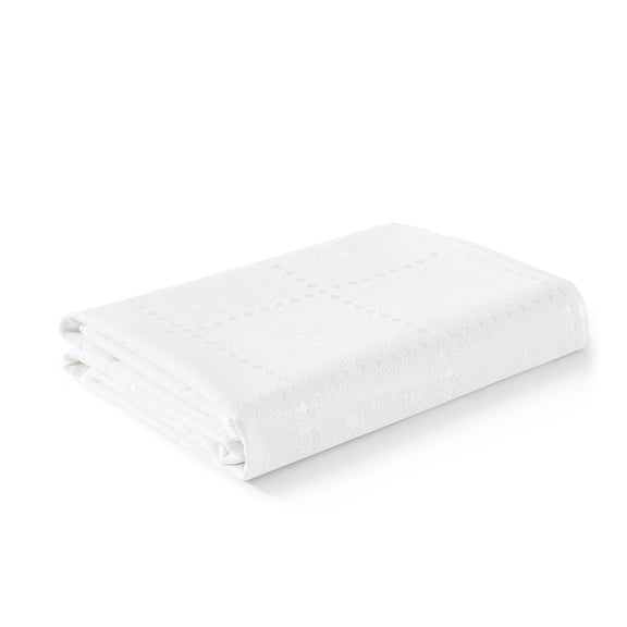 Elrene Home Fashions Crochet Lace-Inspired 3-Yard Cut-to-fit Vinyl Tablecloth/Table Protector, White, 54" x 108"