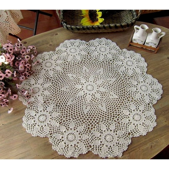 Crochet Lace Round Table Cloth Doilies Doily