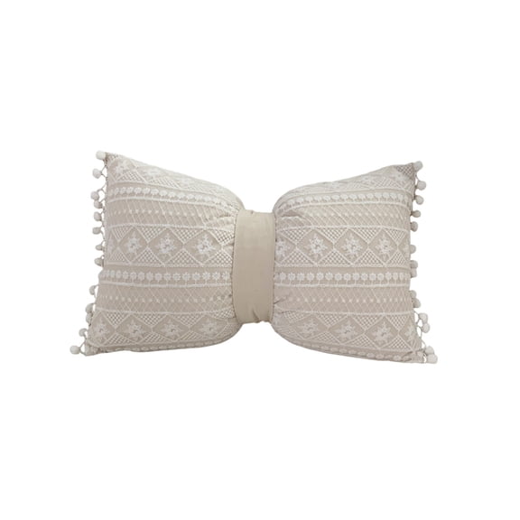 Crochet Lace Throw Pillow Decorative Vintage Rustic Square Cushion for Bed Sofa Couch(White)