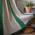 thumbnail image 1 of Crochet Lace Window Curtain Panel with Tassels Semi Sheer Hollow Curtains for Bedroom Living Room, 1 Pane Rod Pocketl, 1 of 6