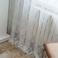 thumbnail image 1 of Crochet Lace Window Curtain Panel with Tassels Semi Sheer Hollow Curtains for Bedroom Living Room, 1 Pane Rod Pocketl, 1 of 5