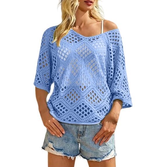 Crochet Lattice Tops For Women Crochet Lattice Top Women Business Casual Crochet Mesh And Openwork Tops Crochet Shirts For Women Peasant Tops For Women Womens Blouses Crochet Pullover