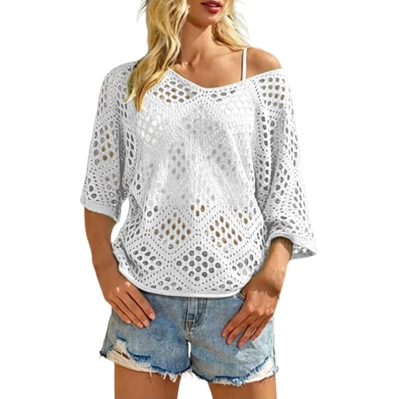 Crochet Lattice Tops For Women Crochet Mesh And Openwork Tops Pastel Tops For Women Short Sleeve Tops For Women Womens Summer Tops Crochet Lattice Top Womens Comfort Colors Tshirt