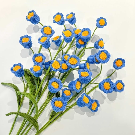 Crochet Lily of the Valley Forever Flower Bouquet | Handmade Iron Wool | White Purple Pink Blue | 15.74 in Tall Lasting Décor | Housewarming Graduation Birthday Gift