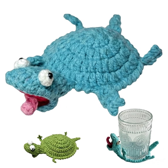 Crochet Lizard Coaster, Fun Little Lizard Coasters, Cute 3D DIY Handmade Funny Amigurumi Animal Cup Mats for Beginners Adult Decorative Drink Mug Rug for Home Decor