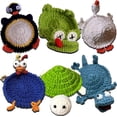 thumbnail image 1 of Crochet Lizard Coaster – Handmade Animal Mug Rug, Unique Lizard & Squirrel Coasters, Decorative Drink Coaster for Home Desk, 6pc, 1 of 8