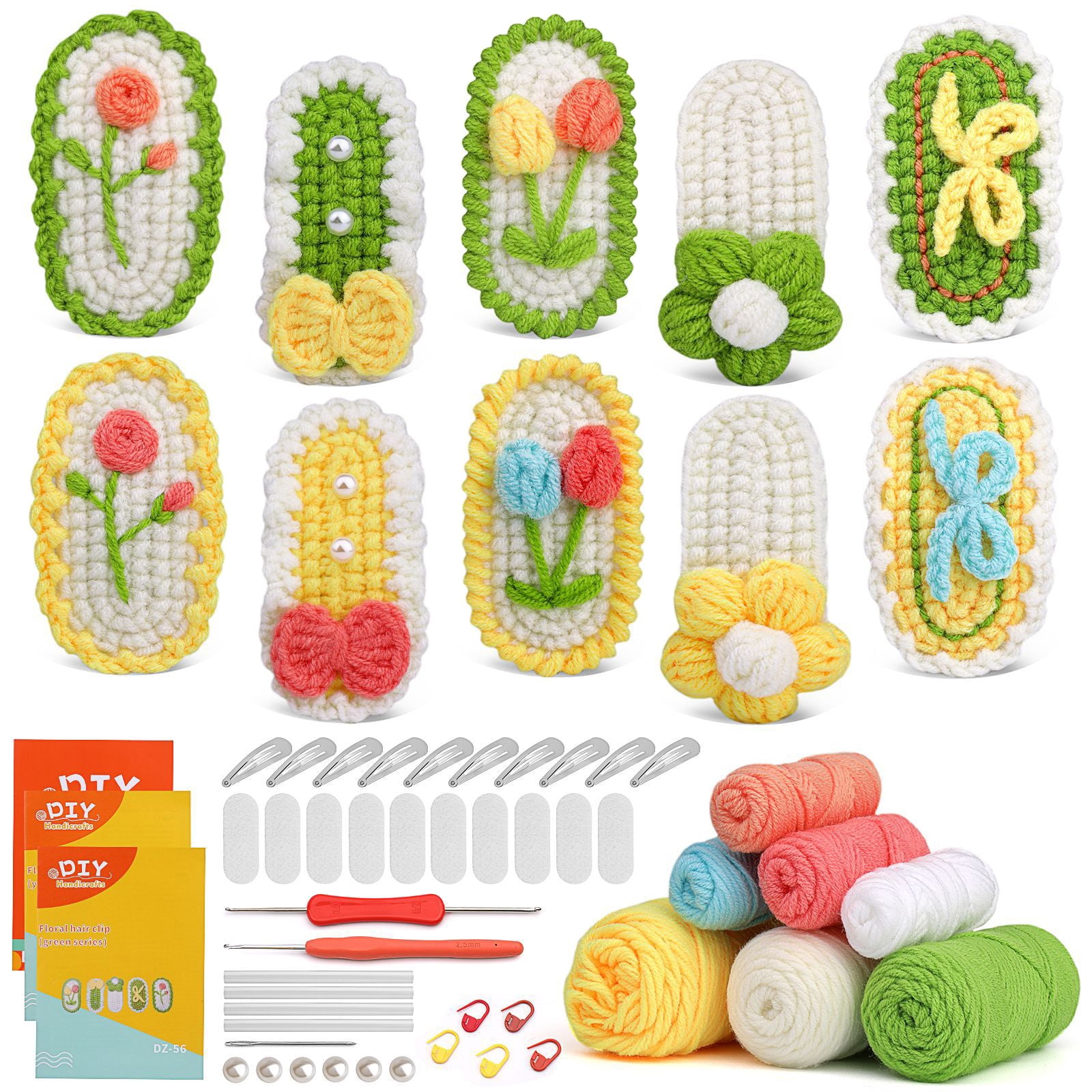 Crochet Material Kit Knitting Hairpin Yarn Crochet Tool Hair Accessories Crochet Wool Hair Clip Ornament Knitting Woo...