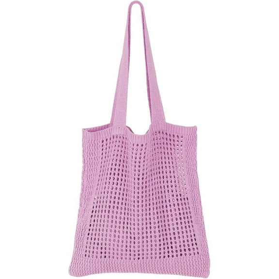 Crochet Mesh Beach Tote Bag, Knit Summer Vacation Aesthetic Boho Tote Bag for Women