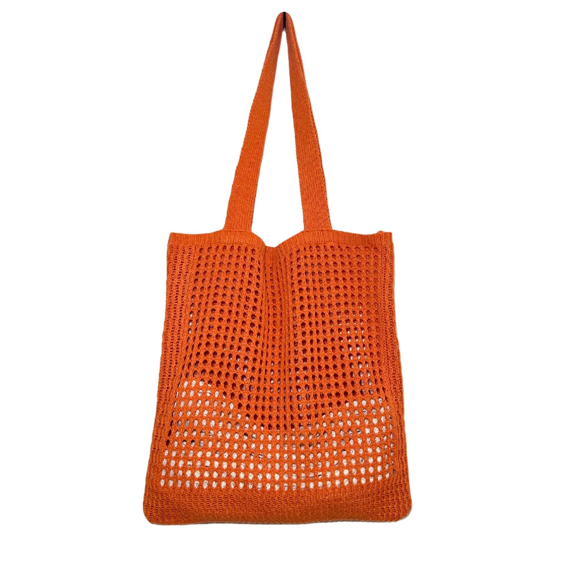 Crochet Mesh Beach Tote Bag, Knit Summer Vacation Aesthetic