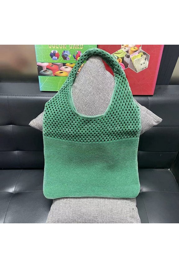 Crochet Mesh Beach Tote Bag Retro Hobo Knitted Bag Woven Tote Summer Shoulder Bag for Women