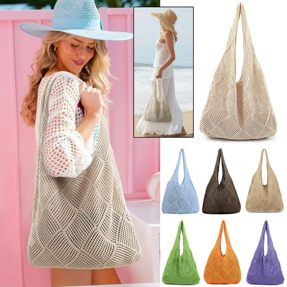 Crochet Mesh Beach Tote Bag Shoulder Bag Handbags Knitting Hollow Summer Bag Hobo Bag Aesthetic for Women