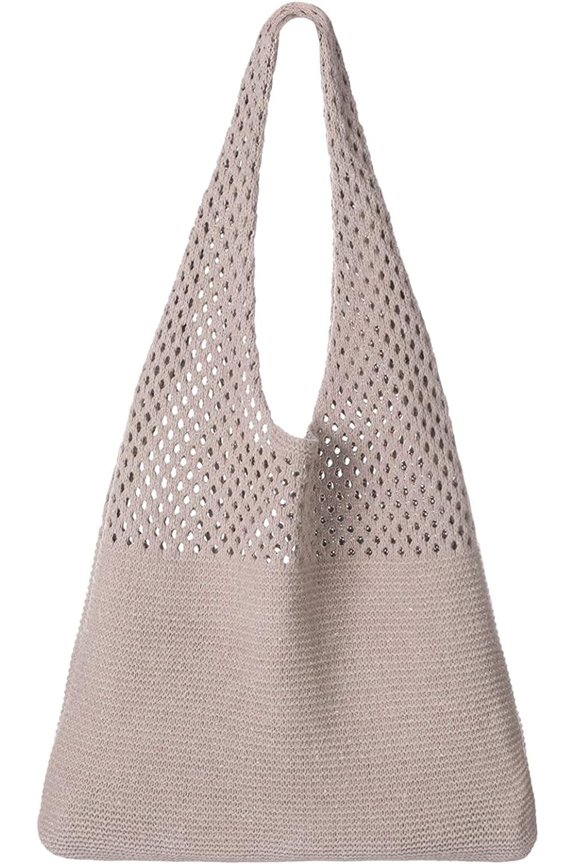 Crochet Mesh Beach Tote Bag Summer Y2K Aesthetic Knit Shoulder Bag Large Capacity Hobo Bag for Women