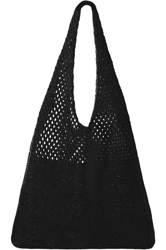 Crochet Mesh Beach Tote Bag Summer Y2K Aesthetic Knit Shoulder Bag Large Capacity Hobo Bag for Women