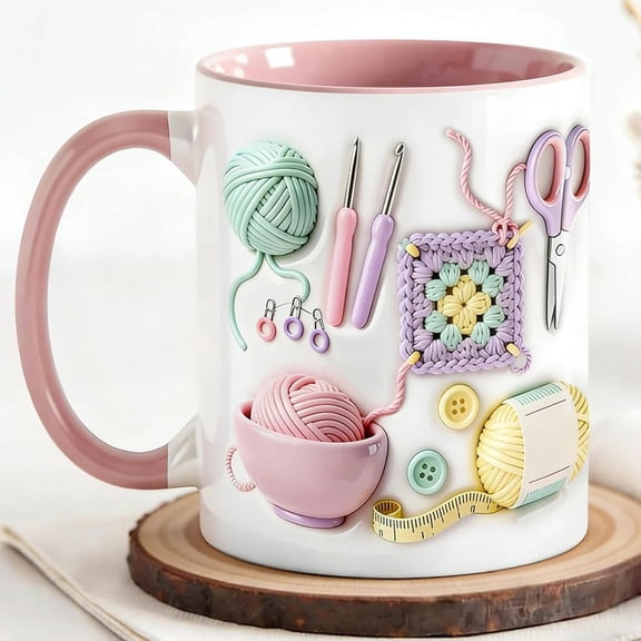 Crochet Mug, Personalized Love Ceramic Coffee Mug, Funny Yarn Love Mugs, Crochet Accessories Knitting Tool Drinking Cup, Gift for Crochet Lovers Women(Q)abs