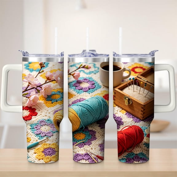 Crochet Pattern Stainless Steel Tumbler, 30oz