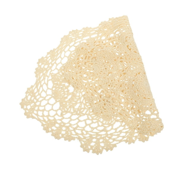 Crochet Placemats Doilies Embroidered Table Mats Heat Resistant Cotton Doilies Cloth Coasters Table Topper for Wedding Birthday Party White