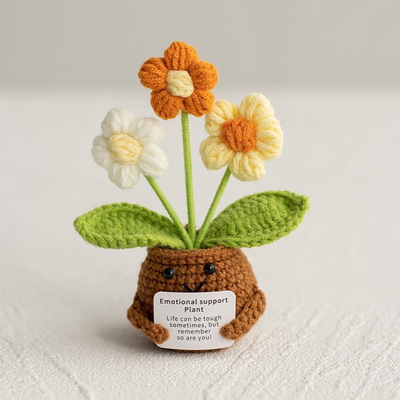 Crochet Plant Kit, DIY Wool Yarn Artificial Potted Decoration, Everlasting Desktop & Home Decor, Unique Handmade Gift