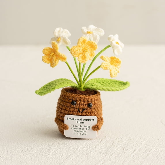 Crochet Plant Kit, DIY Wool Yarn Artificial Potted Decoration, Everlasting Desktop & Home Decor, Unique Handmade Gift