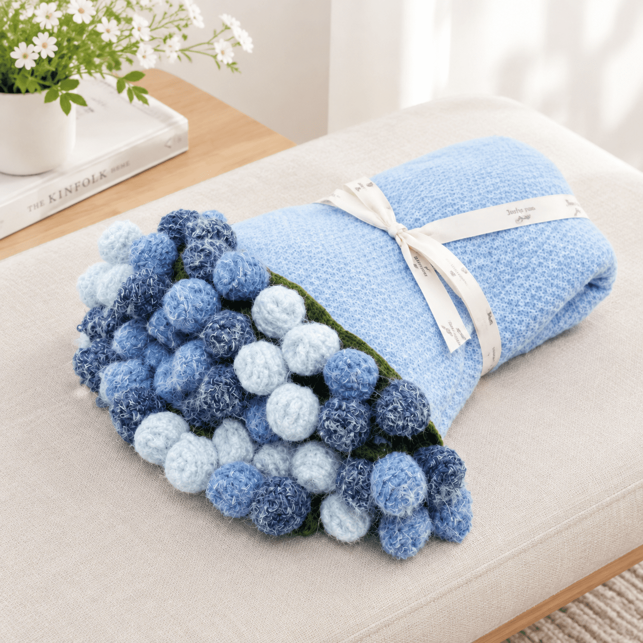 Plush Roses Throw Crochet Plush Blue Rose Flower Bouquet Blanket - Walmart.com