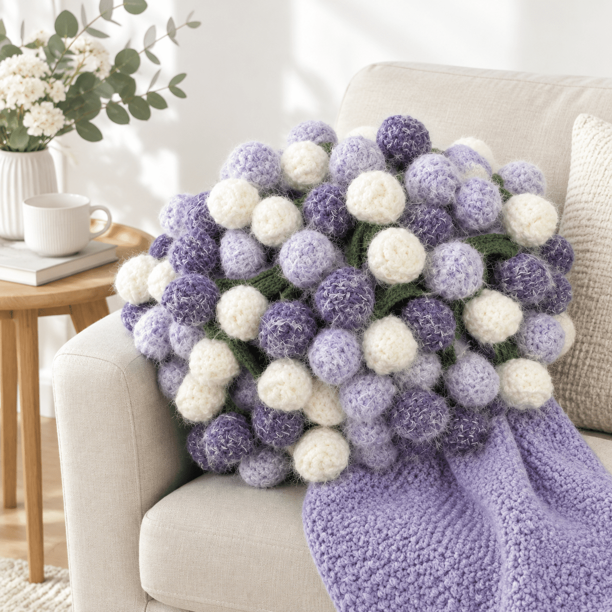 Crochet Plush Purple Rose Flower Bouquet Blanket - Walmart.com