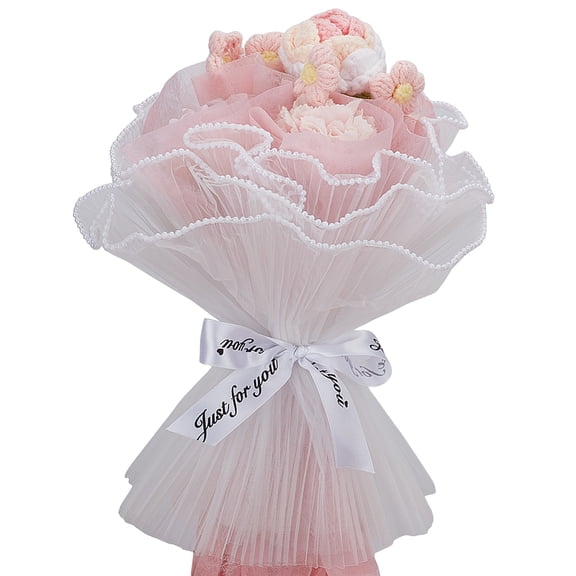 Crochet Polyester Flower with Cotton Paper Flower Wrapping Paper Printed Polyester Ribbons Mixed Color 40.5x38x416mm DIY
