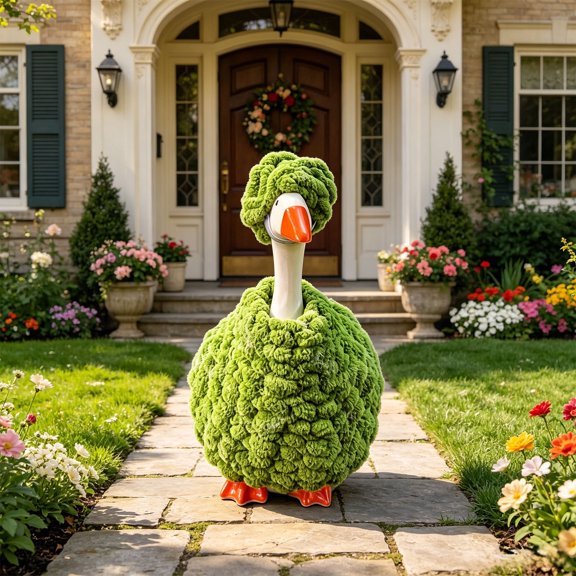 Crochet Porch Gander Outfit For 23 Inch Yard Goose Statue, Handmade Knit Clothes For Outdoor Garden Patio Decor