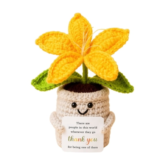 Crochet Potted Flower Desk Decor Single Piece Thank You Gift for Home and Office